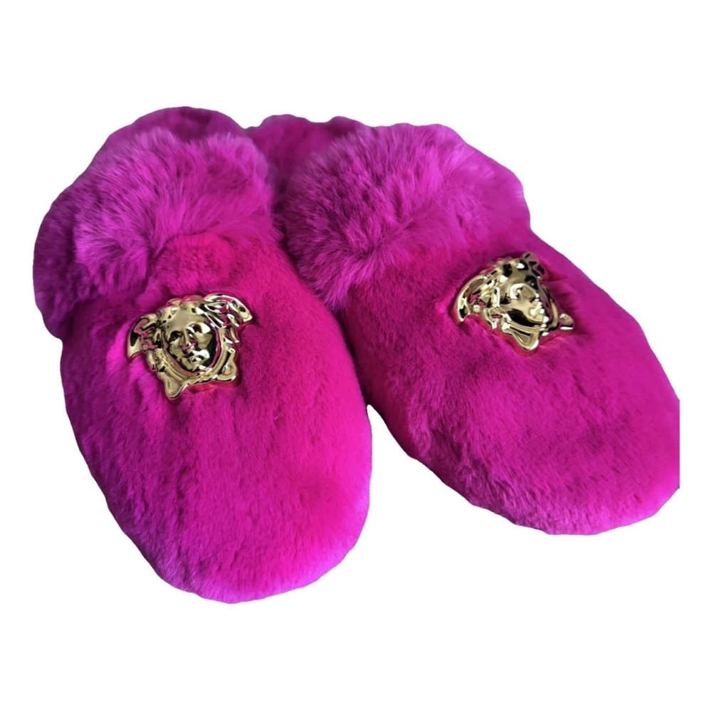 Versace Pink Fur Slippers